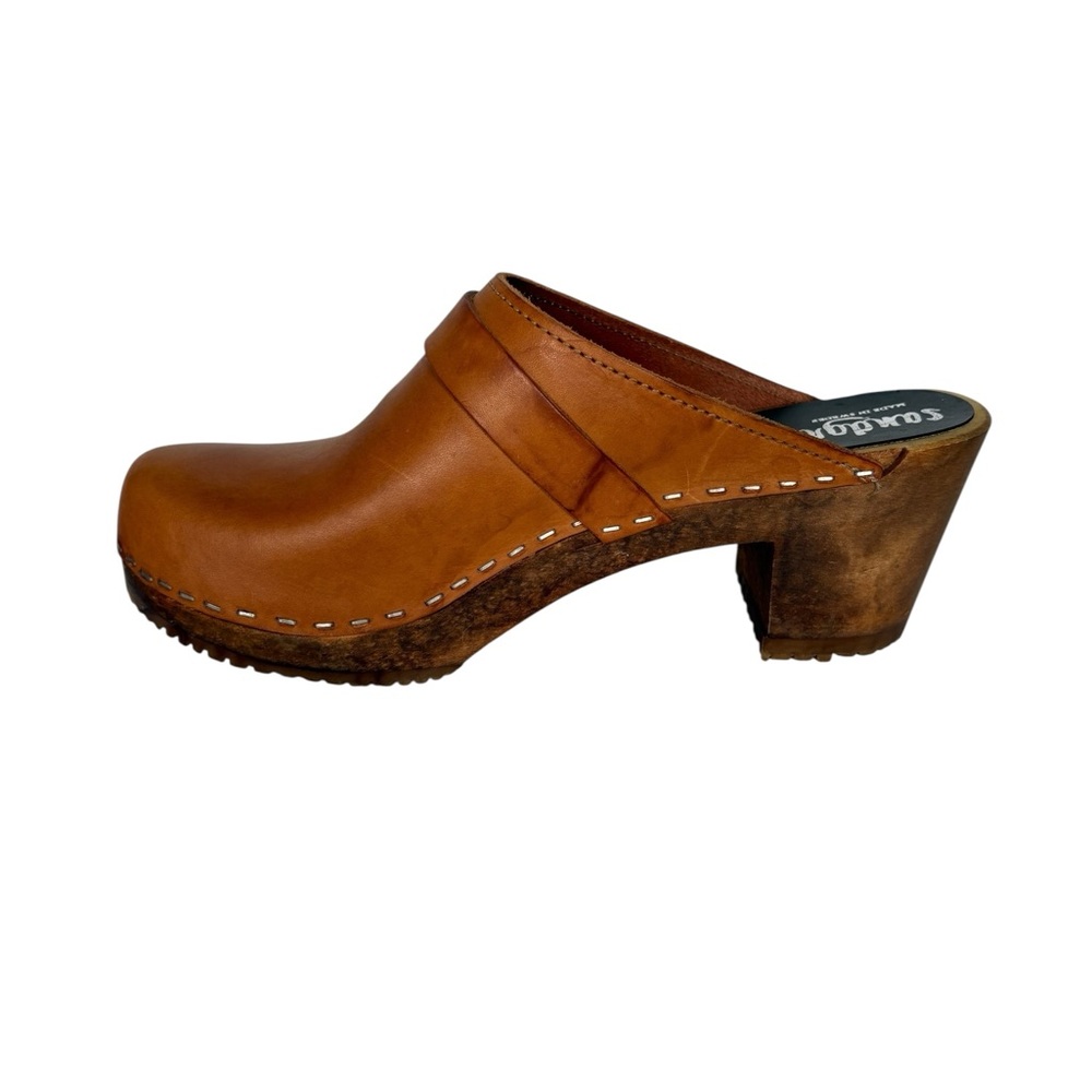 Sandgrens Cognac Leather Clogs Open Back Clogs Size 37 - Picture 5 of 10